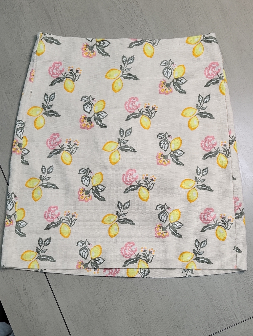 LOFT Floral & Lemon Print Cream Mini Skirt
